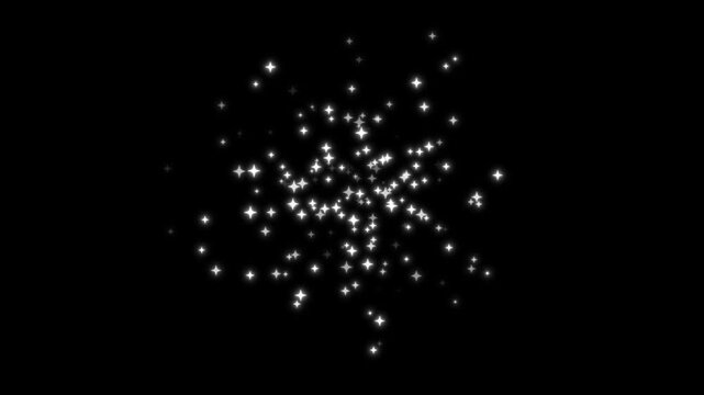 Luxury Golden Glitter Particle Trail with Sparkling Magic Dust Path, Twinkling Fairy Stars Animation on Black Background, Seamless Loop 4K Motion Graphics for Elegant Wedding and Awards.
