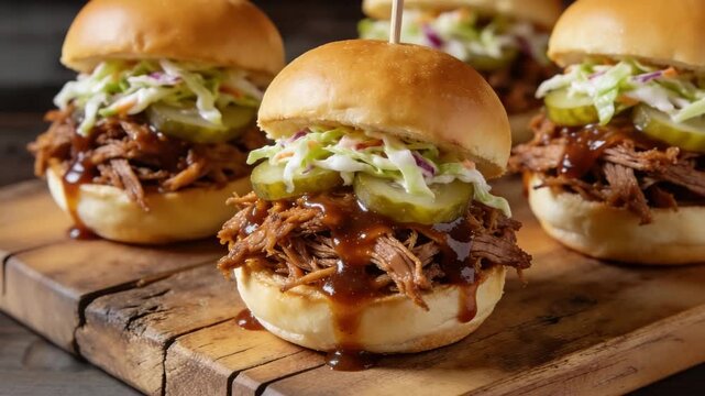  pulled pork sliders southern BBQ food zoom out video