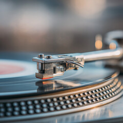 close up of a record player