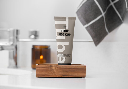 Front View Cosmetic Tube PSD Mockup