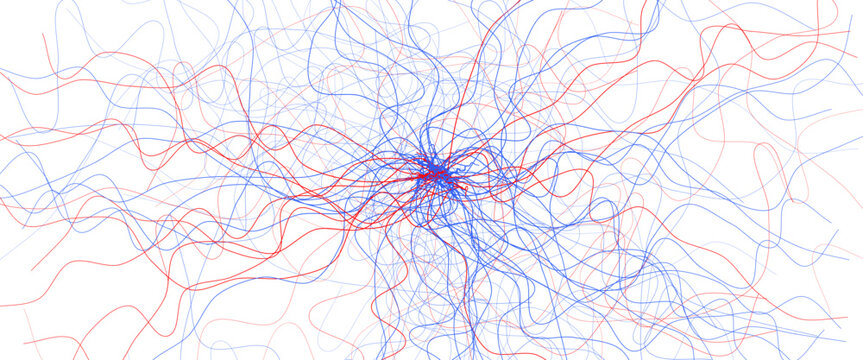 Blood Vessel Vein Wireframe Background, Micro Vascular Veins Lines Structure, Cardio Surgery Medicine Concept. Medical Endovascular Neurovascular Science Therapy Graphic. Vector Illustration.