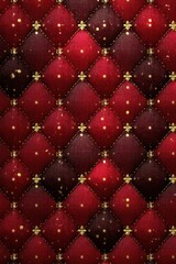 Fototapeta premium Luxurious red quilted diamond background with gold accents and festive sparkle for premium design