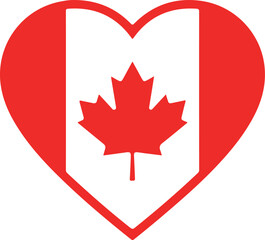 Obraz premium Red heart shape with Canadian flag inside featuring a maple leaf also transparent background love Canada
