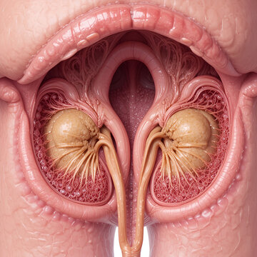 Anatomical Illustration of Seminal Vesicle Glandular Structure with Secretory Epithelium