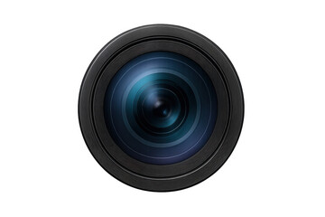 Camera lens front view with aperture blades