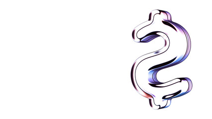 Obraz premium Iridescent Glass Dollar Sign Animation Isolated on White Background in 4K