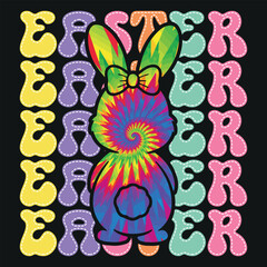 Fototapeta premium Funny Cute Easter Bunny Rabbit Retro Vintage T-shirt Design