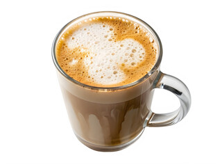 Fototapeta premium A frothy, warm cappuccino in a white mug with a dusting of cocoa powder on top