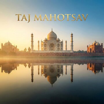 Majestic taj mahal at dawn during taj mahotsav festival celebration