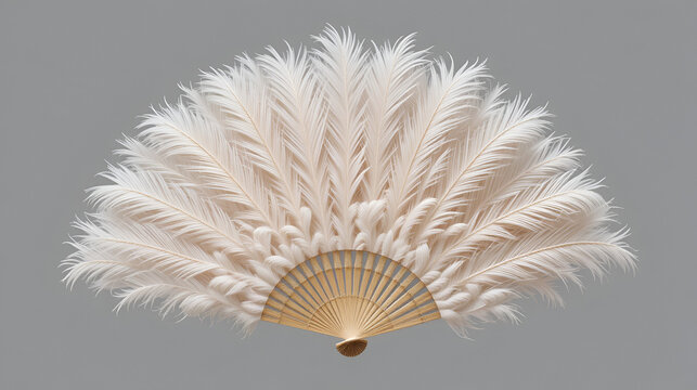 Burlesque feather fan isolated on transparent background, PNG, set of