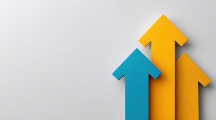 Colorful Arrows Pointing Upwards on a Minimalist Background, Symbolizing Growth, Success, Direction, and Positive Trends in Business or Personal Development
