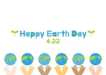 アースデーのイラスト 地球と人の手