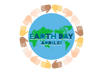 アースデーのイラスト 世界地図を囲む手