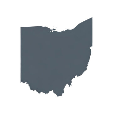 charcoal gray, geometrically precise vector silhouette of the us state of ohio, rendered in flat 2d style on a transparent background. concept of precise geographic data