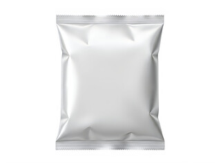 A sealed bag of white powdered sugar sitting on a white surface