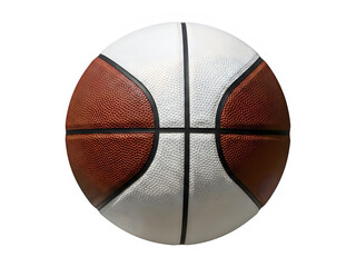 A close-up view of a black and white striped ball with red glitter accents