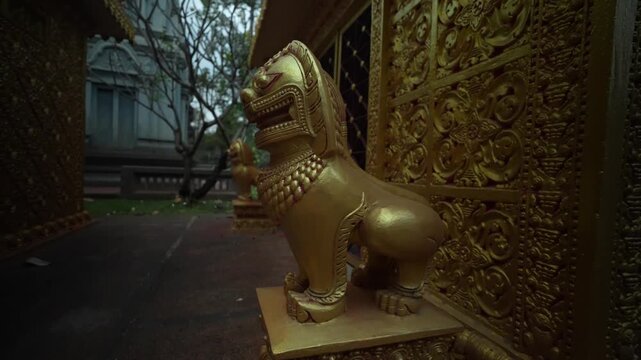 Ornate Buddhist pagoda architecture in Siem Reap