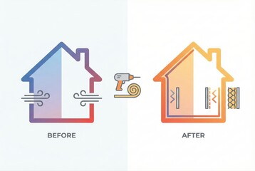 Transformative Home Renovation Conceptual Illustration Demonstrating Energy Efficiency and Upgrades Showcasing Enhanced Comfort and Resilience Through Innovative Design Solutions