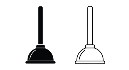 Two plungers depicted in a stark black silhouette
