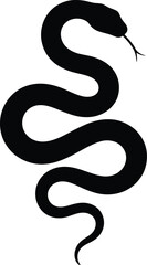 Obraz premium Slithering snake silhouette with forked tongue, black reptile icon isolated on white background