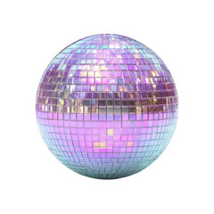 Single Mirrored Disco Ball Party Celebration isolated on transparent background