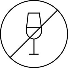 no alcohol sign No alcohol sign flat vector, no alcoholic beverages or liquor consumption prohibition icon with glass. Restriction public sign.  circle shaped illustration isolated on transparent