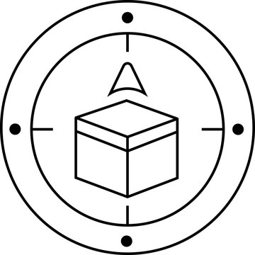 Qibla Direction Compass Icon Flat Black Islamic Vector Illustration For Prayer And Navigation Application Black compass with qibla direction indicator on white background for navigation 