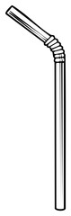 Bent Drinking Straw: Black and White Line Art, Food Service and Beverages