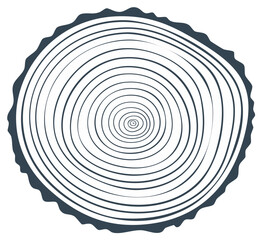 Fototapeta premium Concentric tree ring pattern vector illustration with jagged bark edge