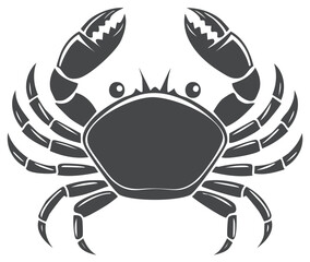 Stylized Dark Crab Illustration with Raised Claws and Friendly Eyes