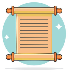 Naklejka premium Ancient paper scroll manuscript with wooden handles cartoon vector illustration