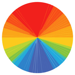 Obraz premium Vibrant radial color spectrum circle design with radiating lines and smooth gradient
