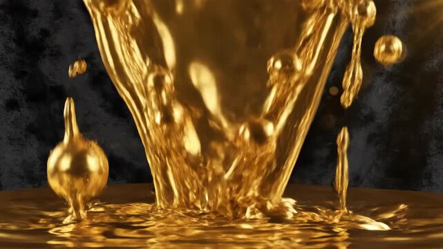 Pouring golden liquid into a sleek vessel