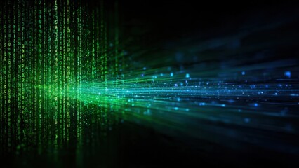 Digital streams of data with green code