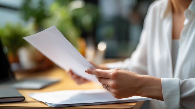 Hands checking searching legal documents carefully auditor businesswoman preparing paperwork for analysis professional environment with tax time preparation shown workplace