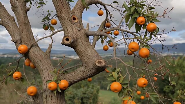 The fruit of the bitter orange tree isolated on a plain background for botanical study