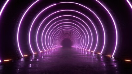 Obraz premium Glowing Purple Tunnel Perspective