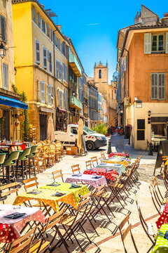 Aix en Provance, France. Aix En Provence scenic colorful restaurant street view