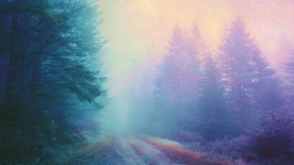 Obraz premium Mystical Foggy Forest Landscape