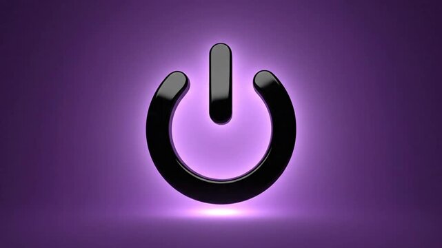 Power On Off Button Glowing Purple Loop Animation.