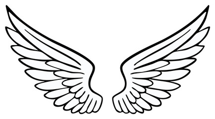 Obraz premium Black and white illustration of angel wings graphic design element