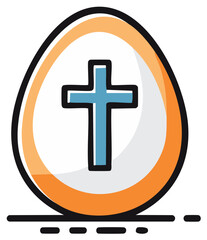 Fototapeta premium Christian Easter egg with a cross symbol hand drawn vector icon illustration for the religious holiday