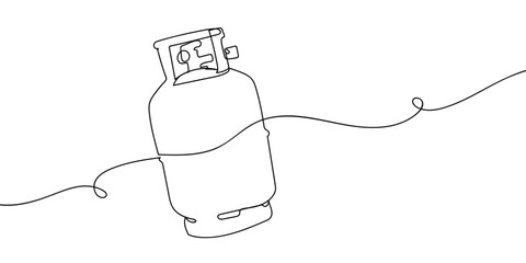 Single continuous line art style - Gas tank Line art Illustration Editable stroke. © Proongnee