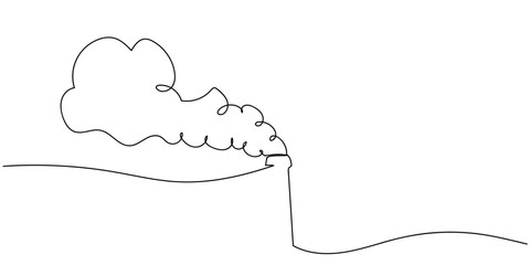 Single continuous line art style industrial factory chimney. Line art Illustration Editable stroke. © Proongnee
