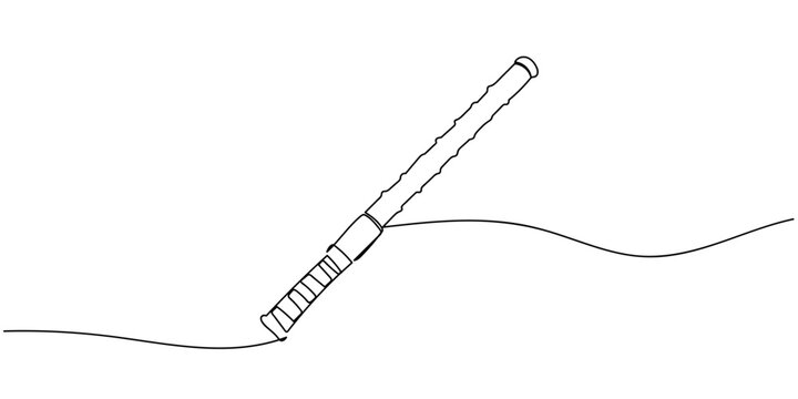 Single continuous line art style: Baton for security guards. Line art Illustration Editable stroke.