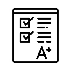 Exam paper with A grade icon