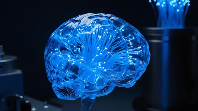 Blue Glass Brain Model.