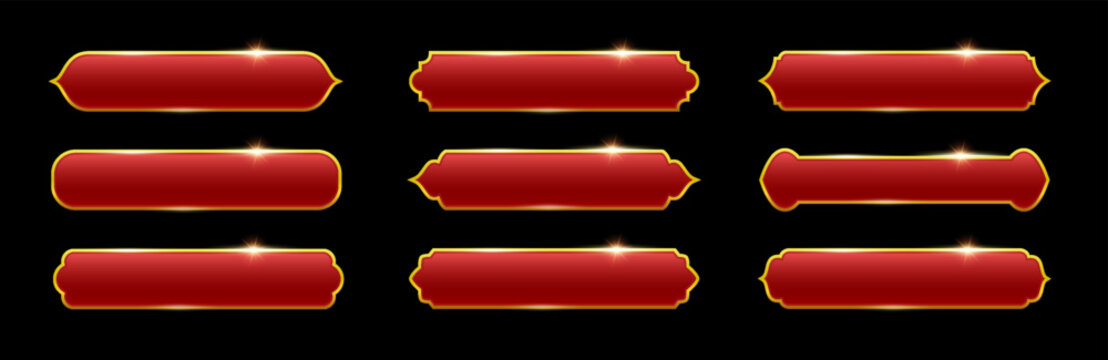 Luxury frames with gold borders and red base, banners set in Arabic style