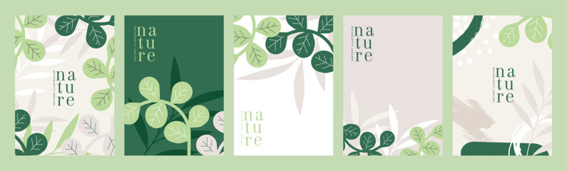 Plakat Nature. Vector illustrations for graphic and web design, social media, business and marketing material. Concepts for natural and organic products, beauty and cosmetics, fashion, environment.