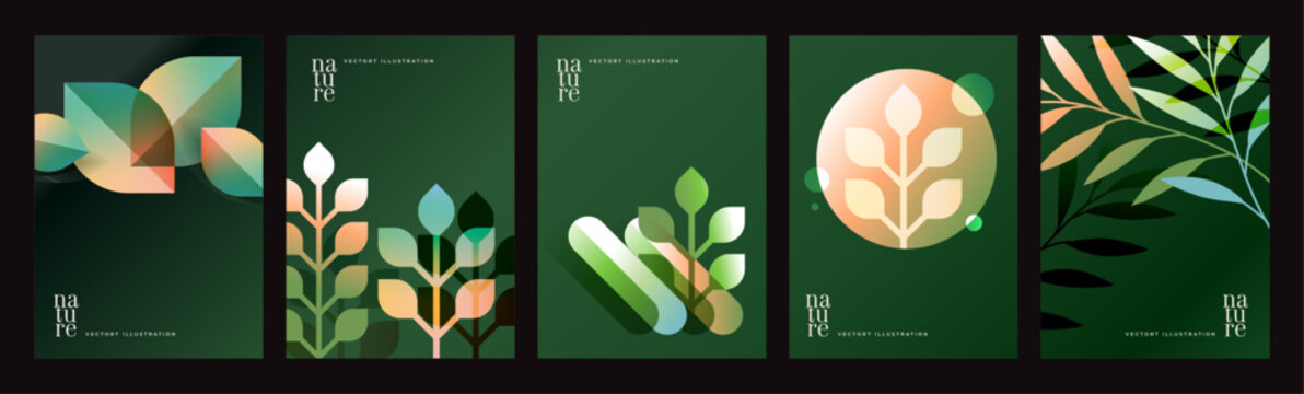 Nature. Vector illustrations for graphic and web design, social media, business and marketing material. Concepts for natural and organic products, beauty and cosmetics, fashion.